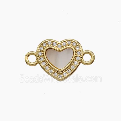 Copper Heart Connector Pave Zirconia 18K Gold Plated