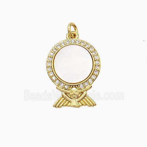 Copper Mirror Pendant Pave Zirconia 18K Gold Plated