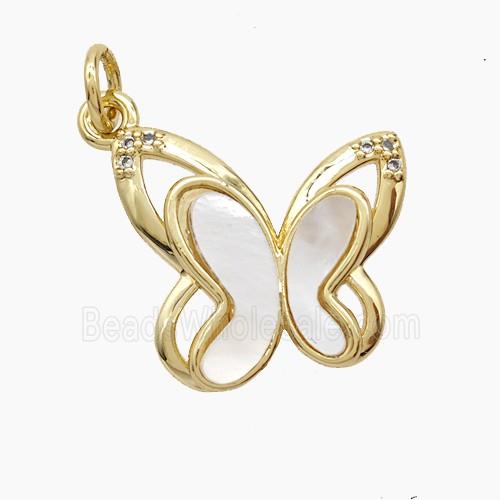 Copper Butterfly Pendant Pave Shell 18K Gold Plated