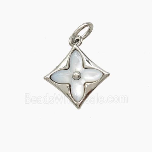 Copper Clover Pendant Pave Shell Platinum Plated