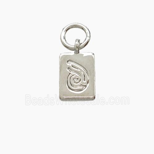 Copper Rectangle Pendant Snails Platinum Plated