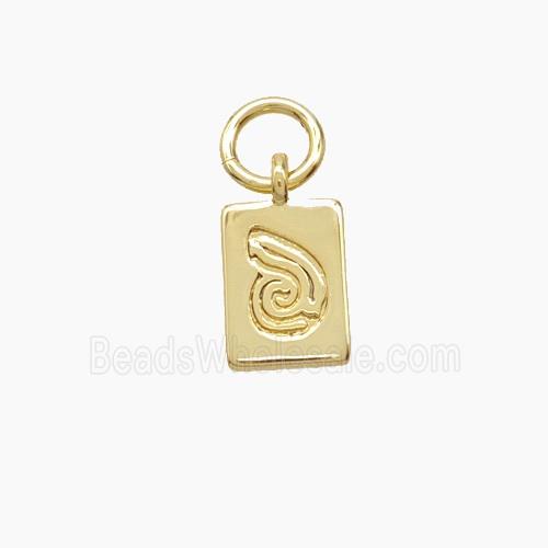 Copper Rectangle Pendant Snails Gold Plated