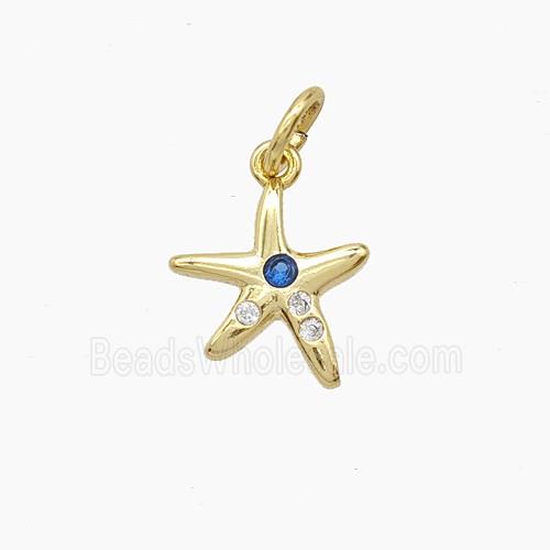 Copper Starfish Pendant Pave Zirconia Gold Plated