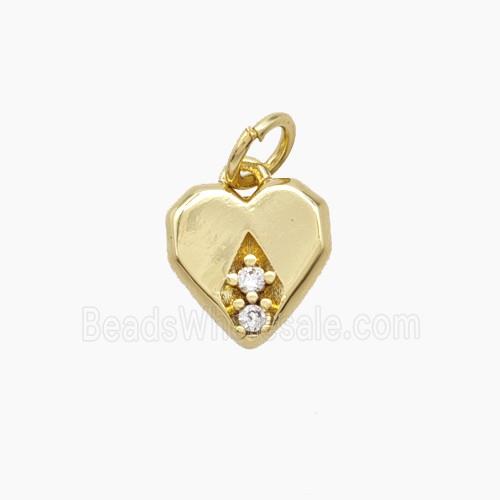 Copper Heart Pendant Pave Zirconia Gold Plated