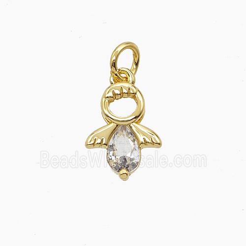 Copper Pendant Pave Zircon, Gold Plated