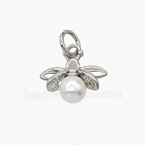 Copper Honeybee Pendant Pave Resin Platinum Plated