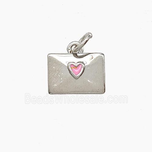 Copper Envelope Pendant Enamel Platinum Plated