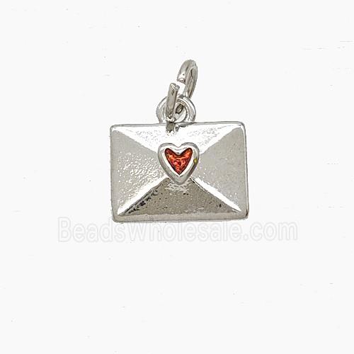 Copper Envelope Pendant Enamel Platinum Plated
