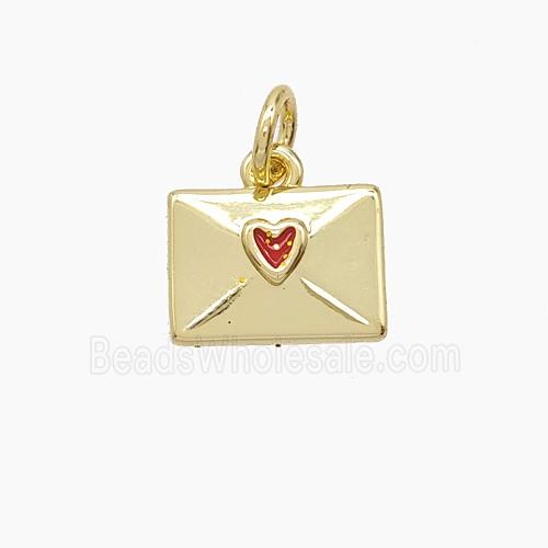 Copper Envelope Pendant Enamel Gold Plated