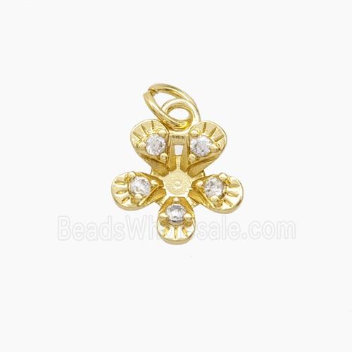 Copper Flower Pendant Pave Zirconia Gold Plated