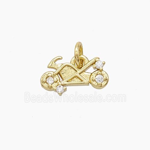 Copper Motorcycle Pendant Pave Zirconia Gold Plated