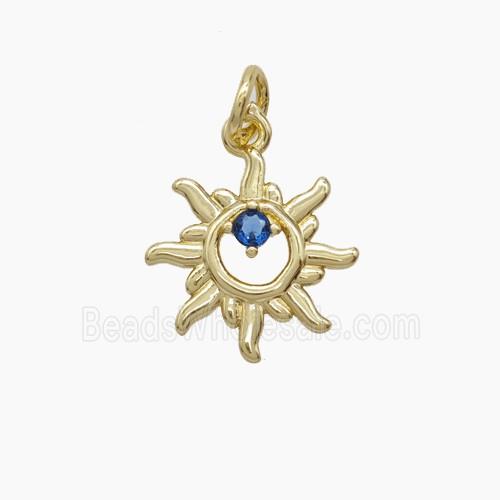 Copper Sun Pendant Pave Zirconia Gold Plated