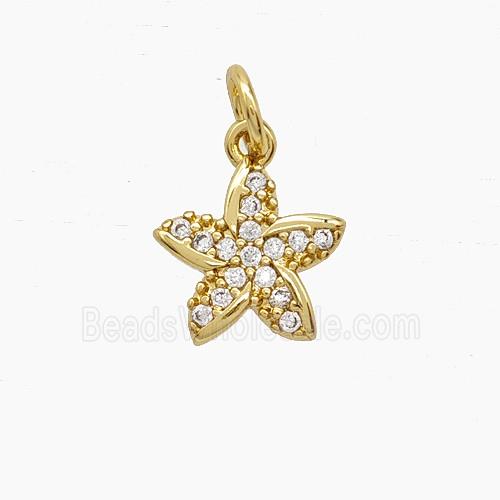 Copper Flower Pendant Pave Zirconia Gold Plated