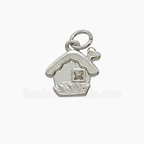 Copper House Pendant Pave Zirconia Platinum Plated