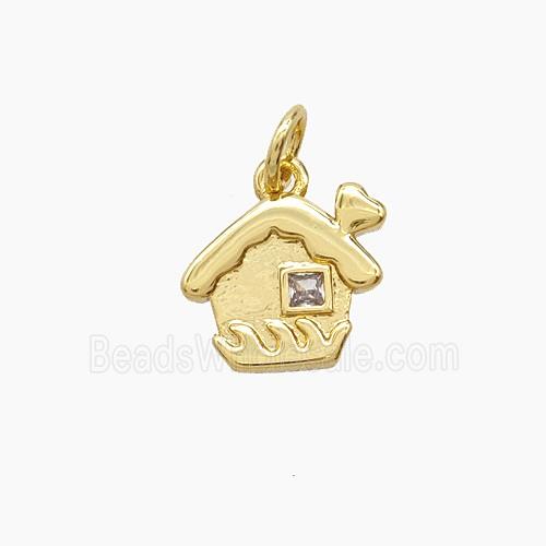 Copper House Pendant Pave Zirconia Gold Plated