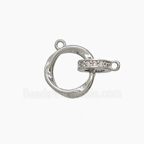 Copper Circle Pendant Pave Zirconia Platinum Plated