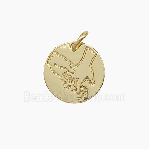 Copper HoldHand Pendant Circle Gold Plated