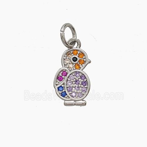 Copper Birds Pendant Pave Zirconia Platinum Plated