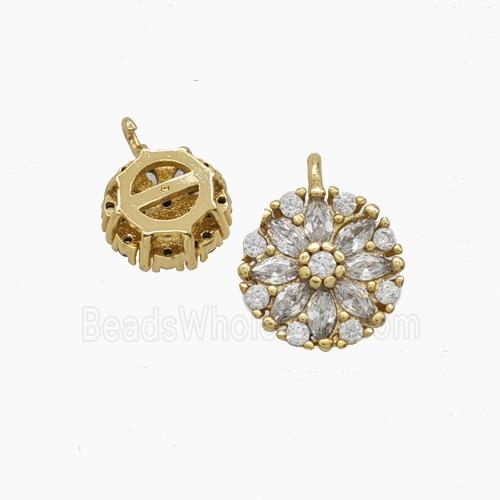 Copper Flower Pendant Pave Zirconia Gold Plated