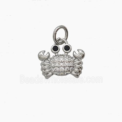 Copper Crab Pendant Pave Zirconia Platinum Plated