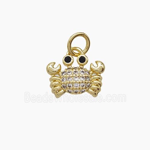 Copper Crab Pendant Pave Zirconia Gold Plated