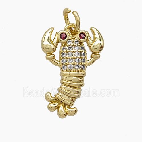 Copper Crayfish Pendant Pave Zirconia Gold Plated