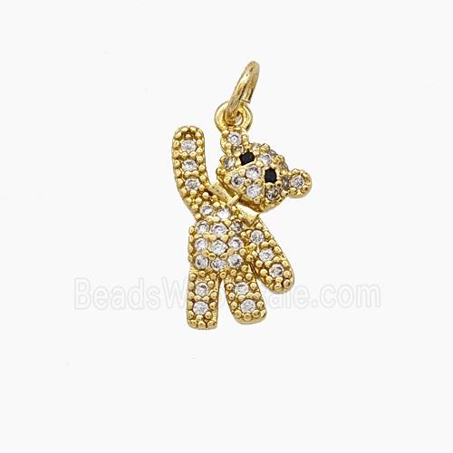 Copper Bear Pendant Pave Zirconia Gold Plated