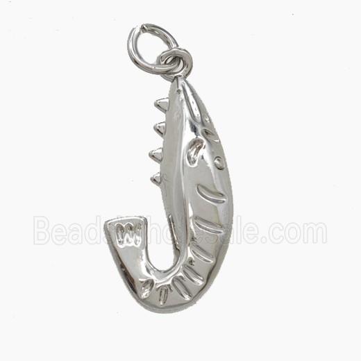 Copper Shrimp Pendant Platinum Plated