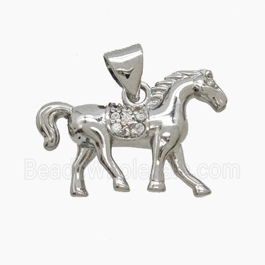 Copper Horse Pendant Pave Zirconia Platinum Plated