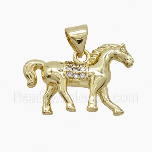 Copper Horse Pendant Pave Zirconia Gold Plated