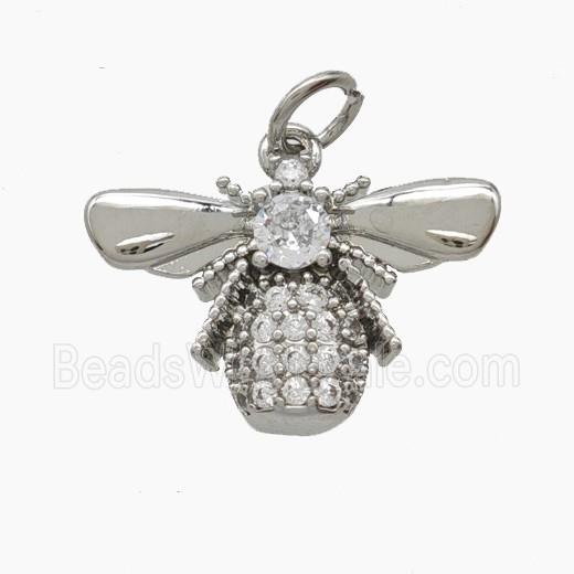 Copper Honeybee Pendant Pave Zirconia Platinum Plated