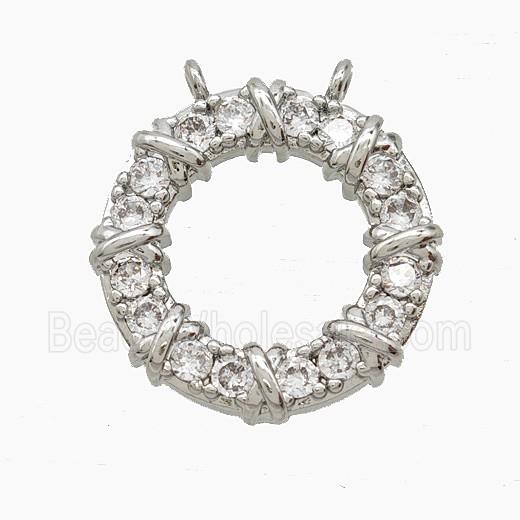 Copper Rings Pendant Pave Zirconia Circle Platinum Plated