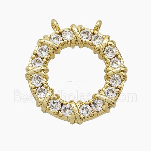 Copper Pendant Pave Zircon, Gold Plated