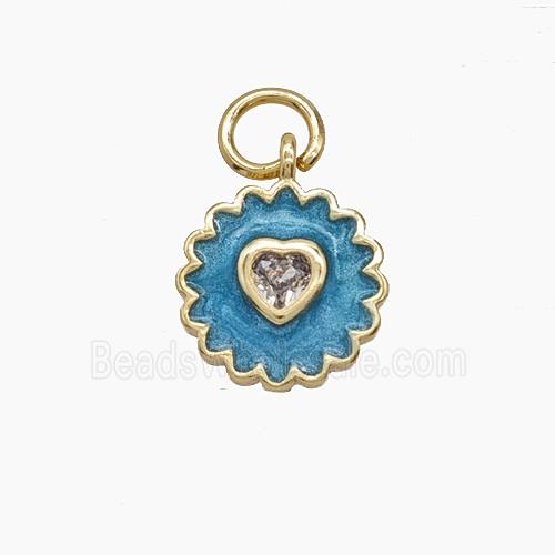 Enamel Copper Pendant, Gold Plated