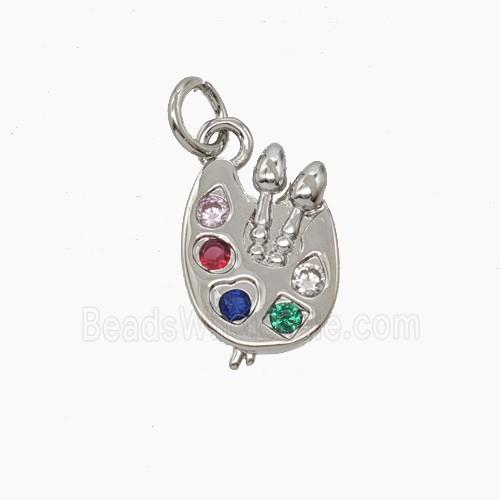Drawing Board Charms Copper Pendant Pave Zirconia Platinum Plated