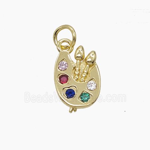 Drawing Board Charms Copper Pendant Pave Zirconia Gold Plated