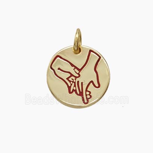 Holding Hands Charms Copper Pendant Enamel Gold Plated