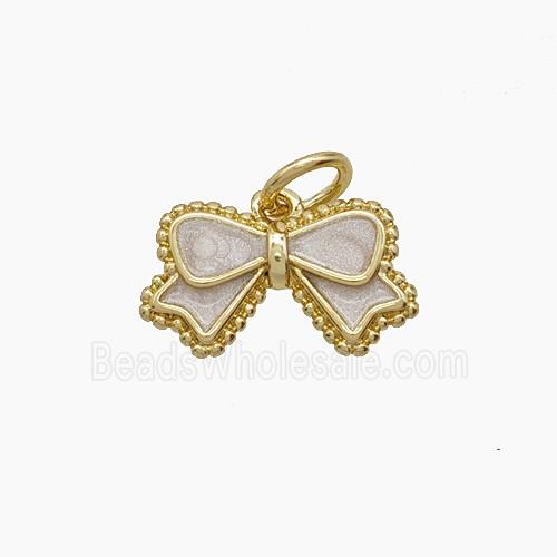 Copper Bowknot Pendant White Enamel Gold Plated