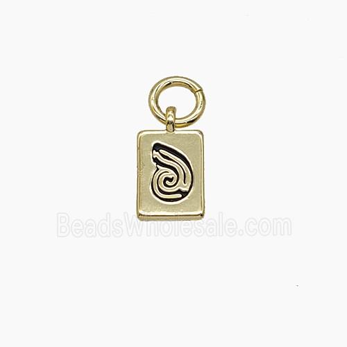 Copper Rectangle Pendant Enamel Snails Gold Plated