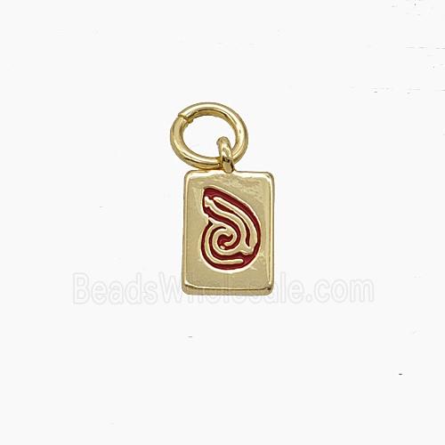 Copper Rectangle Pendant Enamel Snails Gold Plated