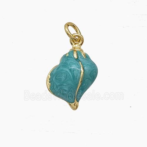 Enamel Copper Pendant, Gold Plated