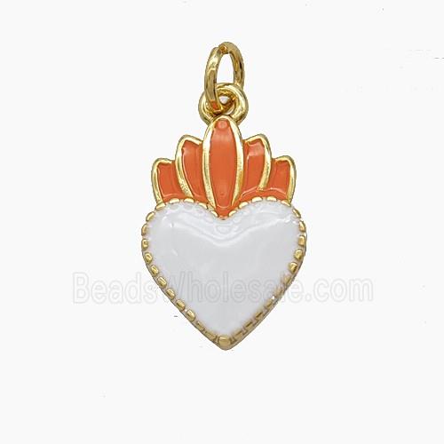 Copper Sacred Heart Pendant Enamel Gold Plated