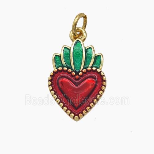 Copper Sacred Heart Pendant Enamel Gold Plated