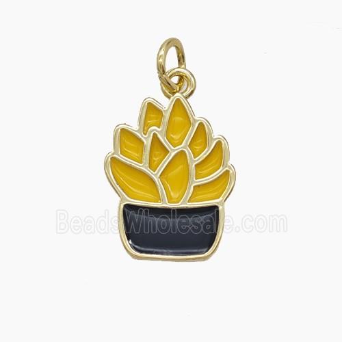 Enamel Copper Pendant, Gold Plated