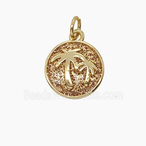 Enamel Copper Pendant, Gold Plated