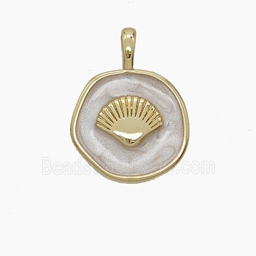 Enamel Copper Pendant, Gold Plated