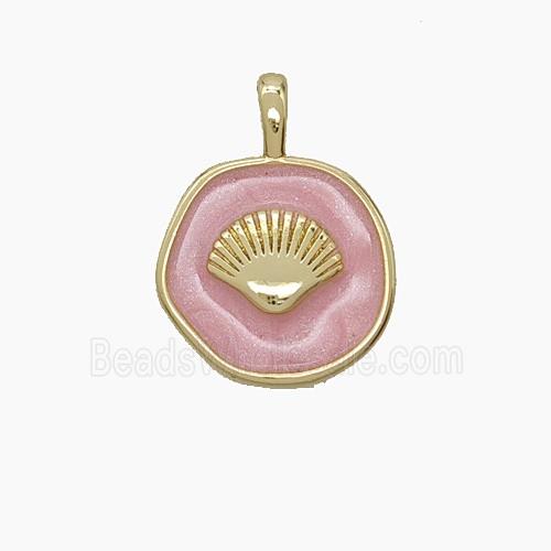 Enamel Copper Pendant, Gold Plated