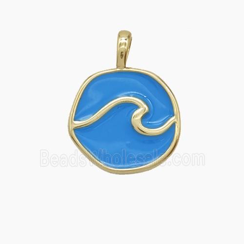 Enamel Copper Pendant, Gold Plated