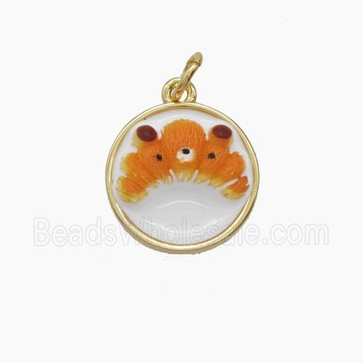 Copper Pendant Pave Resin bead, Gold Plated