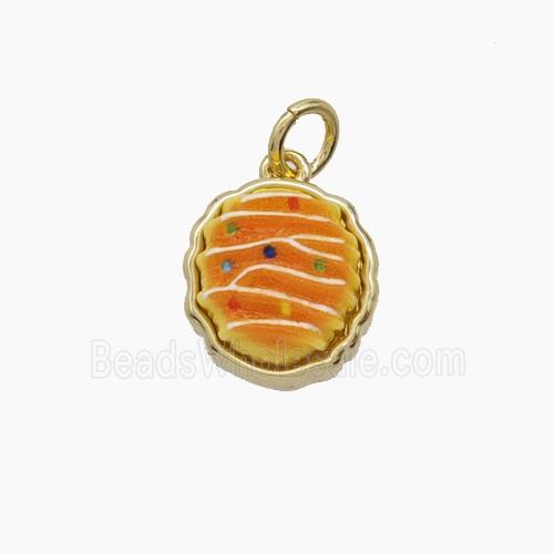 Copper Pendant Pave Resin bead, Gold Plated